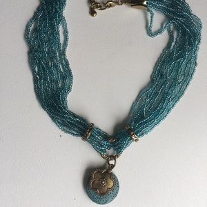 Multi strand blue beaded necklace
